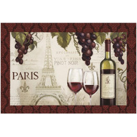 Wine in Paris I Damask Border -Paper Art-32"x22"