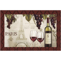 Wine in Paris I Damask Border -Paper Art-62"x42"