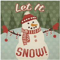 Retro Christmas VII Let It Snow -Paper Art-20"x20"