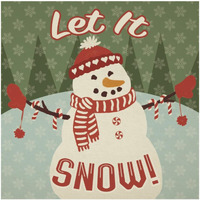 Retro Christmas VII Let It Snow -Paper Art-32"x32"