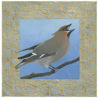 Cedar Waxwing -Paper Art-26"x26"