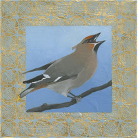 Cedar Waxwing -Paper Art-38"x38"