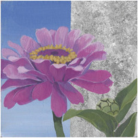 Zinnia Pink and Silver -Paper Art-32"x32"