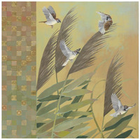 Sparrows and Phragmates August Evening -Paper Art-20"x20"