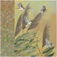 Sparrows and Phragmates August Evening -Paper Art-32"x32"