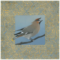 Cedar Waxwing Border -Paper Art-20"x20"