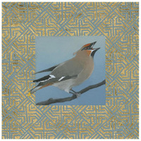 Cedar Waxwing Border -Paper Art-26"x26"