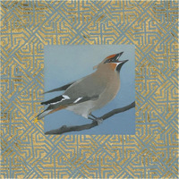 Cedar Waxwing Border -Paper Art-38&quotx38"