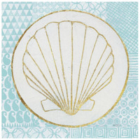 Summer Shells II Teal and Gold -Paper Art-26&quotx26"