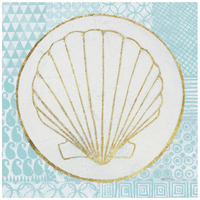 Summer Shells II Teal and Gold -Paper Art-42"x42"