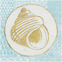 Summer Shells III Teal and Gold -Paper Art-32"x32"