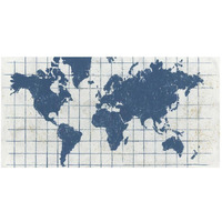 Indigo Gild World Map I -Paper Art-26"x14"