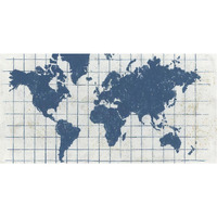 Indigo Gild World Map I -Paper Art-38"x20"