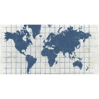 Indigo Gild World Map I -Paper Art-62"x32"