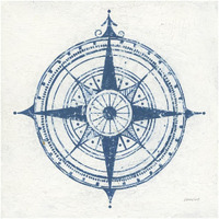 Indigo Gild Compass Rose II -Paper Art-20"x20"