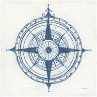 Indigo Gild Compass Rose II -Paper Art-26"x26"