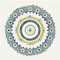 Lakai Circle II Blue and Yellow -Paper Art-26"x26"