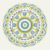 Lakai Circle VI Blue and Yellow -Paper Art-38"x38"