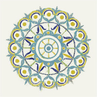 Lakai Circle V Blue and Yellow -Paper Art-26"x26"