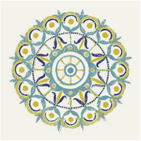 Lakai Circle V Blue and Yellow -Paper Art-32"x32"