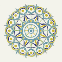 Lakai Circle V Blue and Yellow -Paper Art-38"x38"