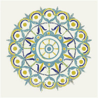 Lakai Circle V Blue and Yellow -Paper Art-42"x42"