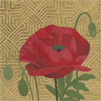 Poppy with Pattern -Paper Art-38"x38"