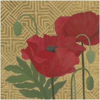 More Poppies with Pattern -Paper Art-32"x32"