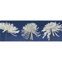 Morning Chrysanthemums V Indigo -Paper Art-38"x14"