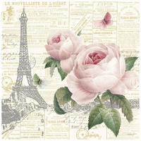 Roses in Paris III -Paper Art-20"x20"