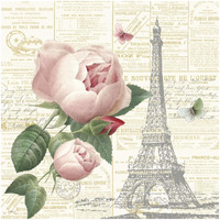 Roses in Paris IV -Paper Art-32"x32"