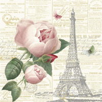 Roses in Paris IV -Paper Art-38"x38"