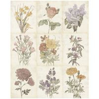 Flowers of the Month 9 Patch Vintage -Paper Art-24"x30"