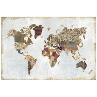 Pattern World Map -Paper Art-26"x18"