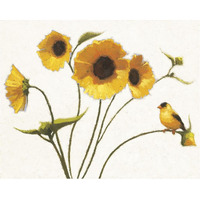 Sunny Flowers on White -Paper Art-37"x30"