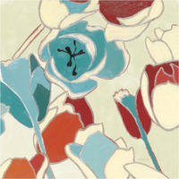 Cloisonne Tulipe I Turquoise Vignette -Paper Art-38"x38"