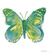 Birdsong Garden Butterfly I on White -Paper Art-20"x20"