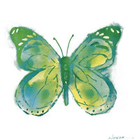 Birdsong Garden Butterfly I on White -Paper Art-26"x26"