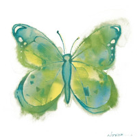 Birdsong Garden Butterfly II on White -Paper Art-32"x32"