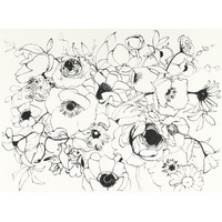 Black Line Poppies Mix -Paper Art-50&quotx38"