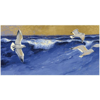 Seagulls with Gold Sky Crop -Paper Art-50"x26"