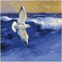 Seagulls with Gold Sky II -Paper Art-32"x32"