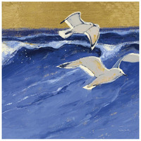 Seagulls with Gold Sky III -Paper Art-26"x26"