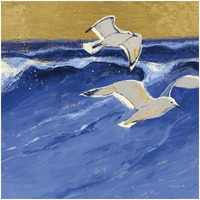 Seagulls with Gold Sky III -Paper Art-32&quotx32"