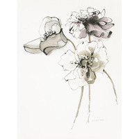 Three Somniferums Poppies Neutral -Paper Art-38"x50"