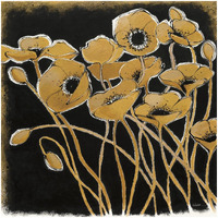 Gold Black Line Poppies I -Paper Art-32"x32"