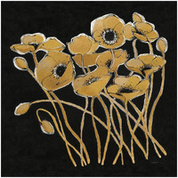 Gold Black Line Poppies I v2 -Paper Art-26"x26"