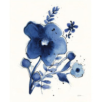 Independent Blooms Blue I -Paper Art-22"x26"