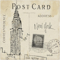 Postcard Sketches I -Paper Art-32"x32"