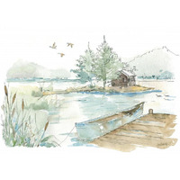 Lakehouse II on White -Paper Art-38"x26"